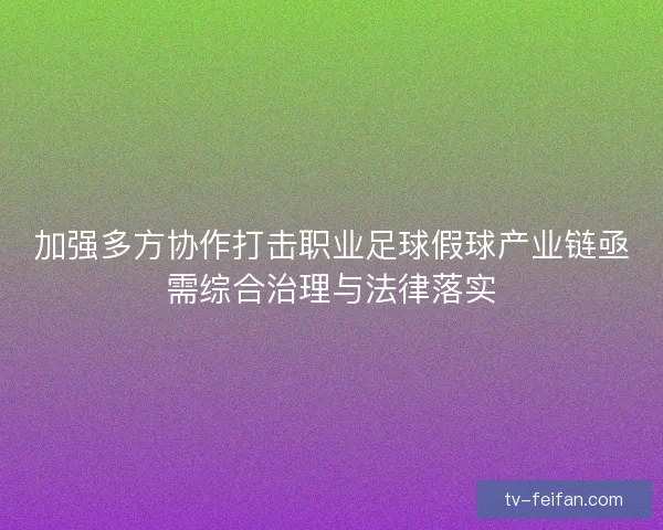 加强多方协作打击职业足球假球产业链亟需综合治理与法律落实 加强多方协作打击职业足球假球产业链亟需综合治理与法律落实