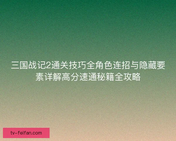 三国战记2通关技巧全角色连招与隐藏要素详解高分速通秘籍全攻略 三国战记2通关技巧全角色连招与隐藏要素详解高分速通秘籍全攻略